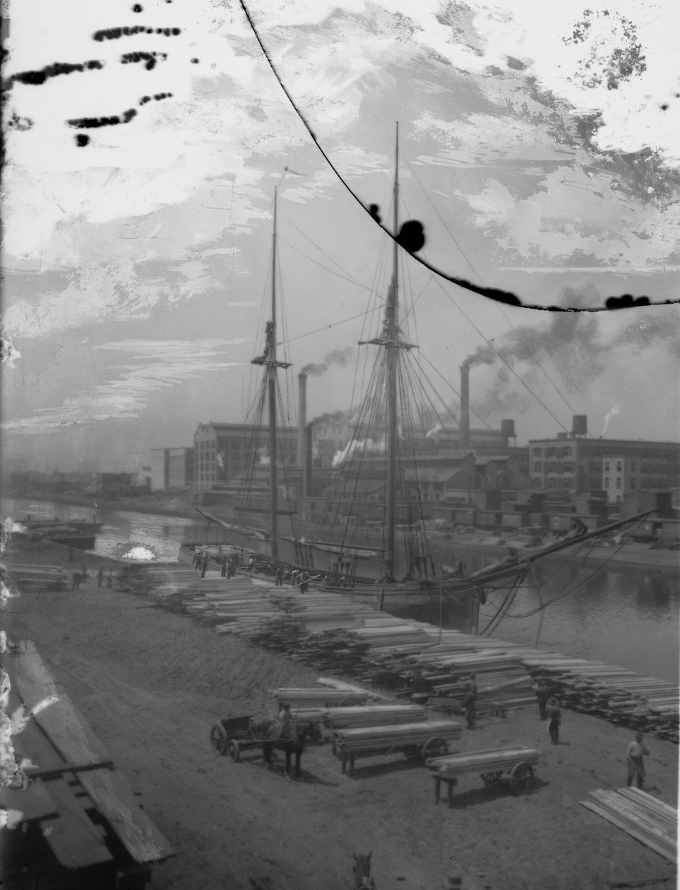Lumber-Schoner auf dem Chicago River, Chicago, Illinois, USA von Barnes and Crosby