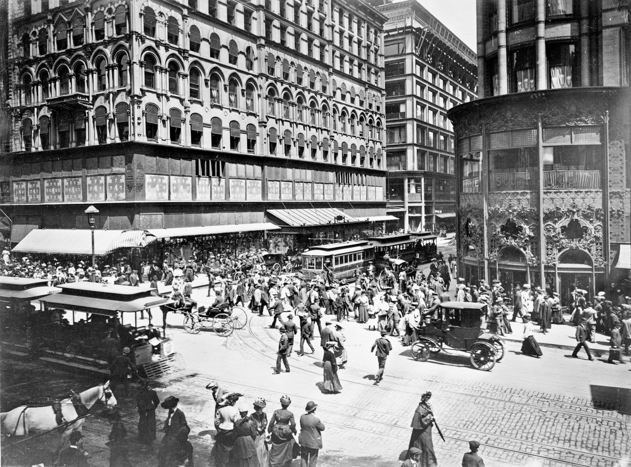 State und Madison Straßen, Chicago, Illinois, USA, ca. 1905 von Barnes and Crosby