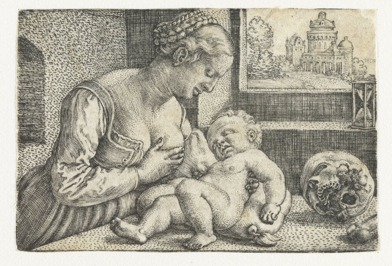 Maria mit Kind an der Brust und Schädel von Barthel Beham