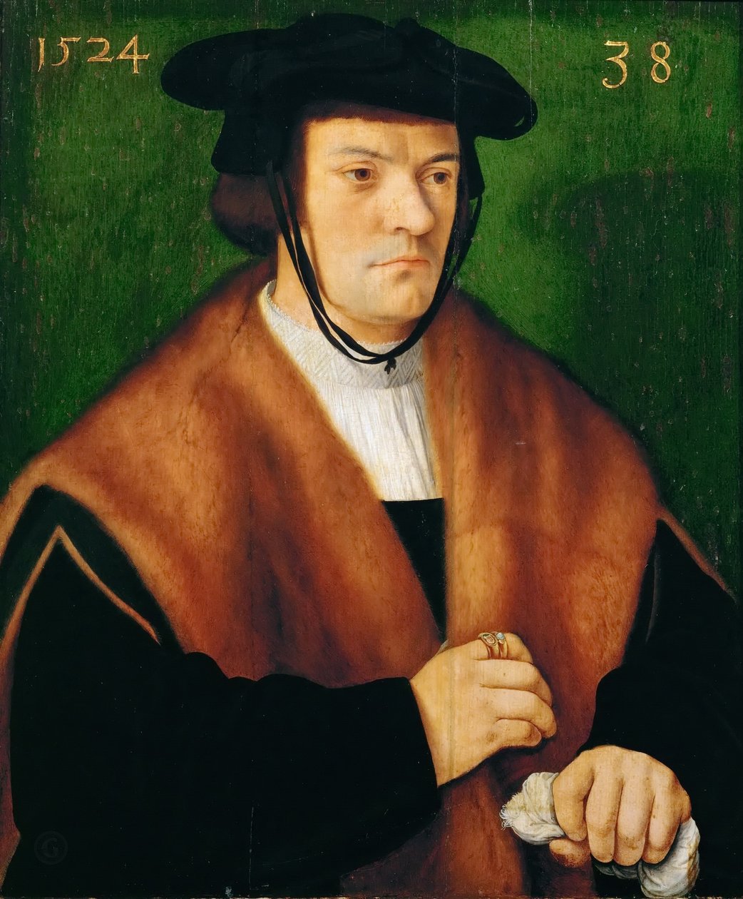 Gerhard von Westerburg (1486–nach 1539), Halbfigur, in einem mit Pelz besetzten Mantel und schwarzem Hut von Bartholomaeus Bruyn the Elder
