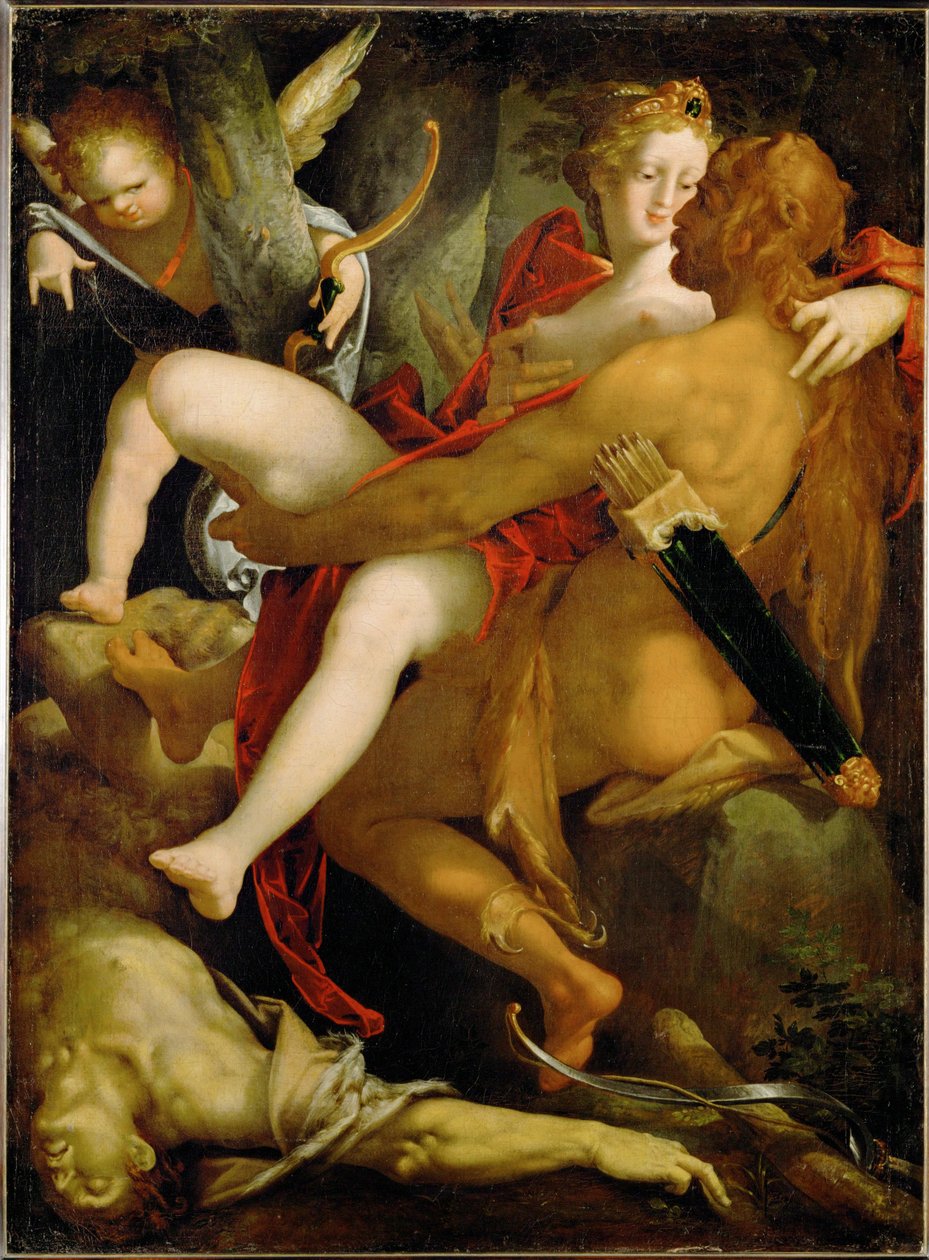 Herkules, Dejaneira und der tote Zentaur Nessus von Bartholomaeus Spranger