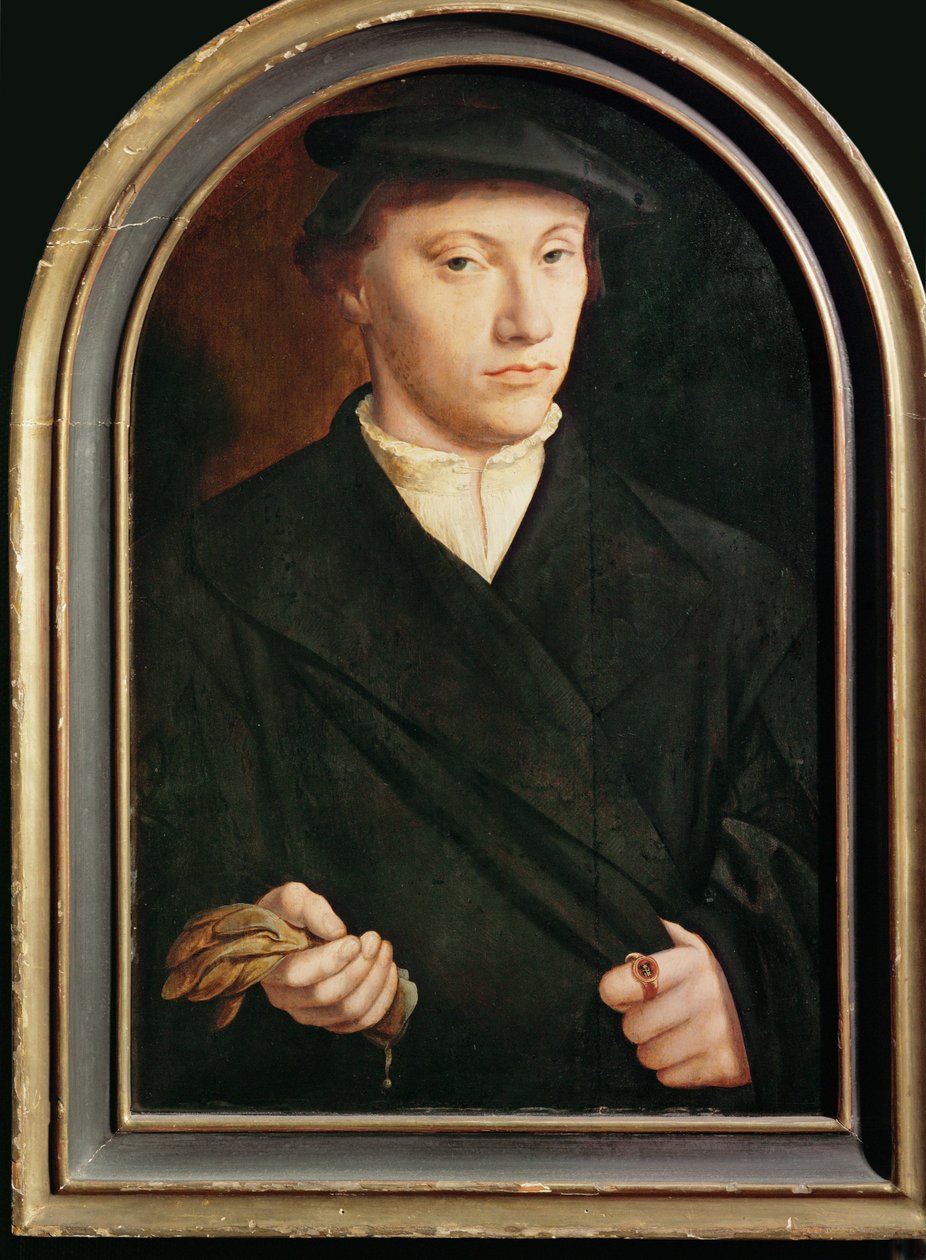 Porträt eines jungen Mannes mit Handschuhen von Bartholomaeus the Elder Bruyn