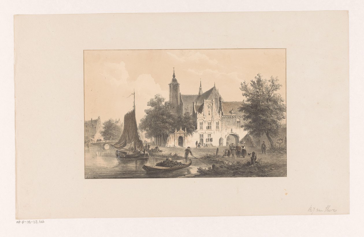 Stadtansicht mit Fluss und Kirche von Bartholomeus Johannes van Hove