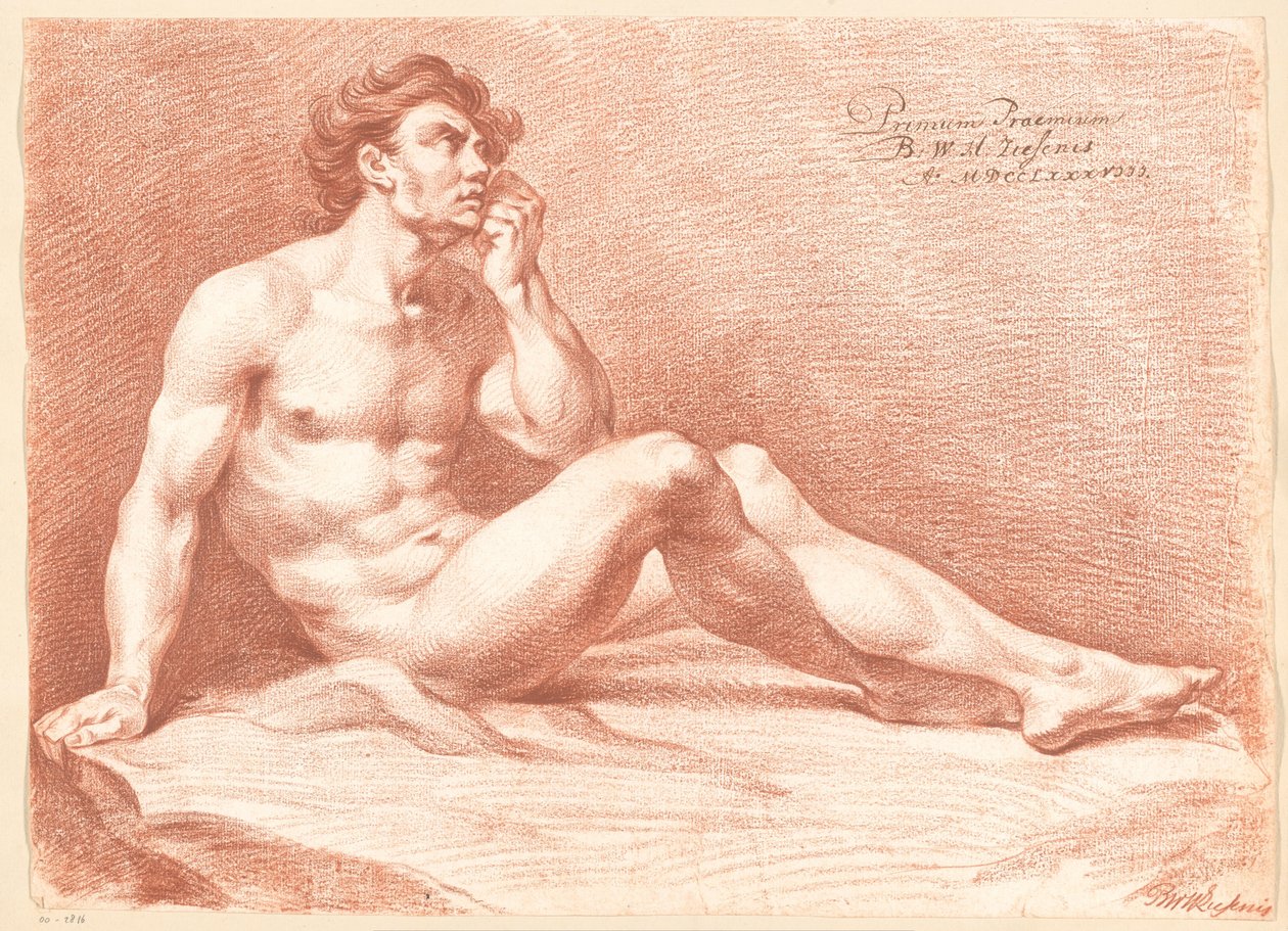 Sitzender männlicher Akt, seitlich gesehen (1. Preis 1788) von Bartholomeus Ziesenis