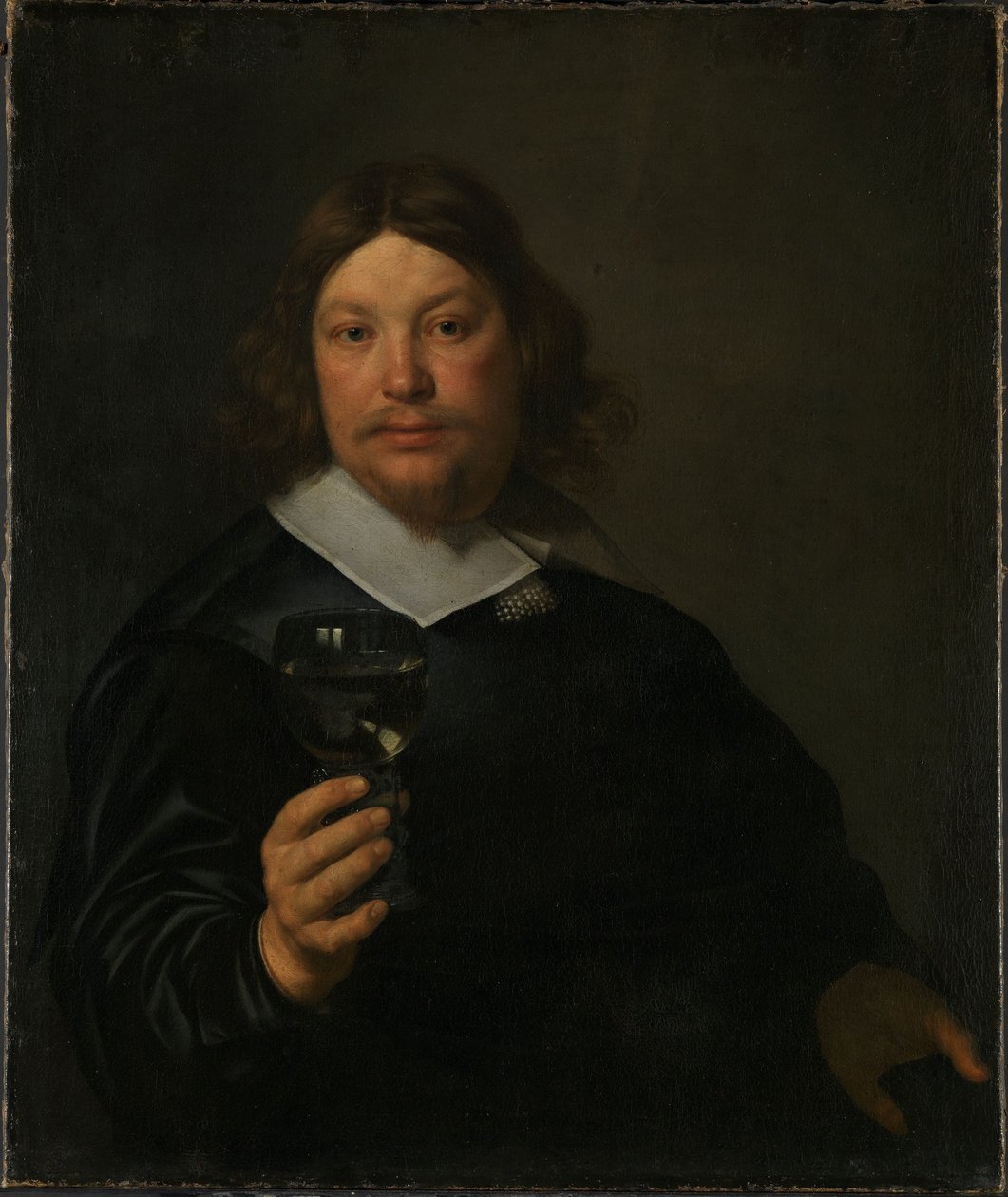 Mann mit einem Glas Wein von Bartholomeus van der Helst