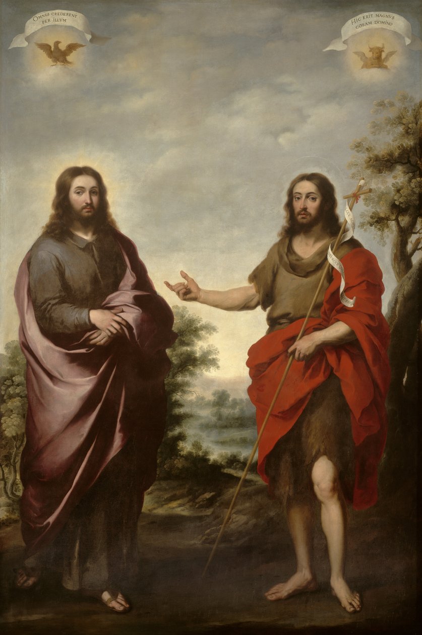 Johannes der Täufer zeigt auf Christus, ca. 1655 von Bartolomé Esteban Murillo