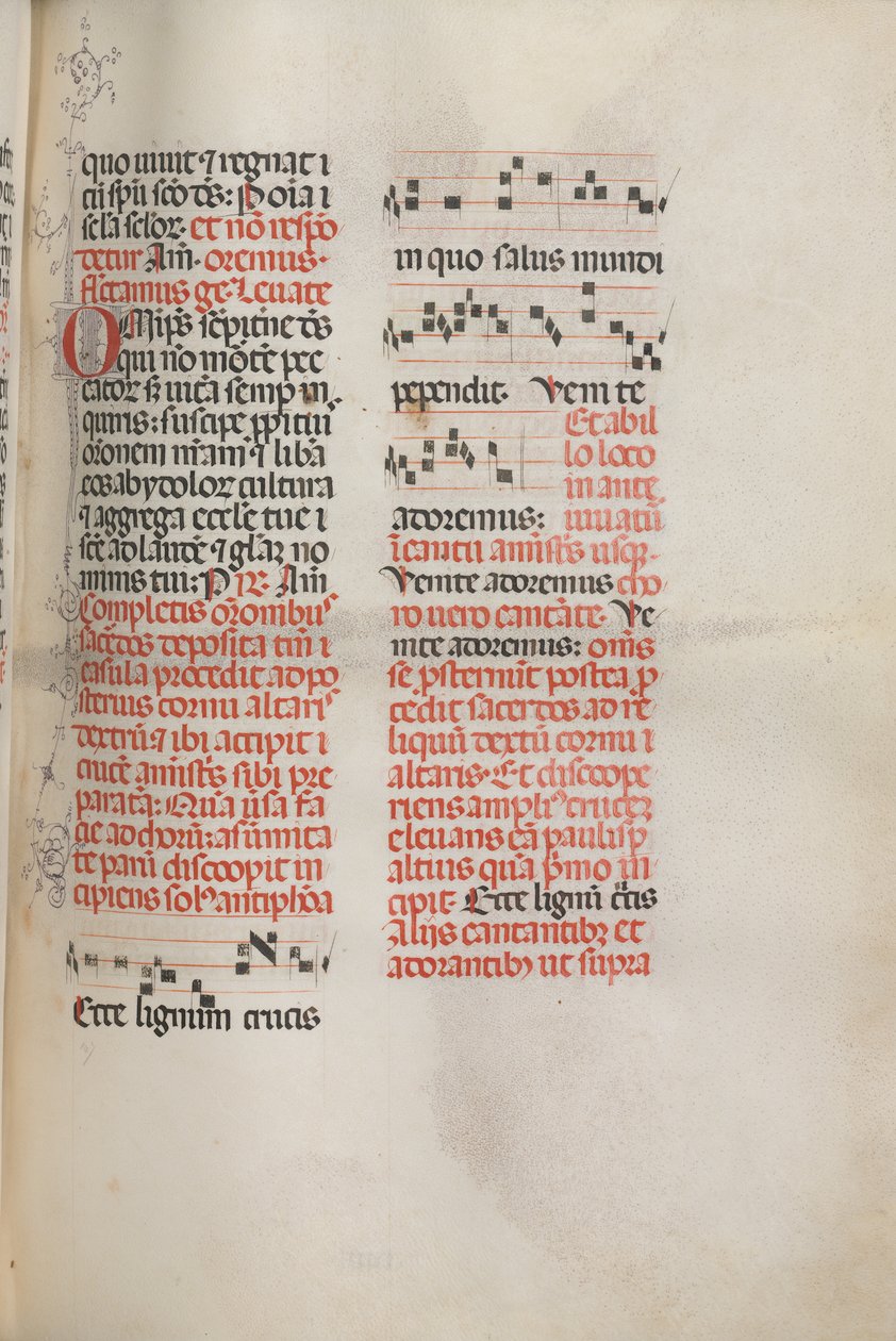 Missale: Fol. 148: Musik für Ecce lignum cruces..., 1469 von Bartolomeo Caporali