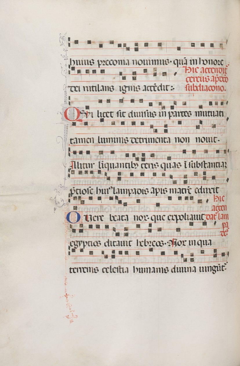 Missale: Fol. 156v: Musik für Exultet, 1469 von Bartolomeo Caporali
