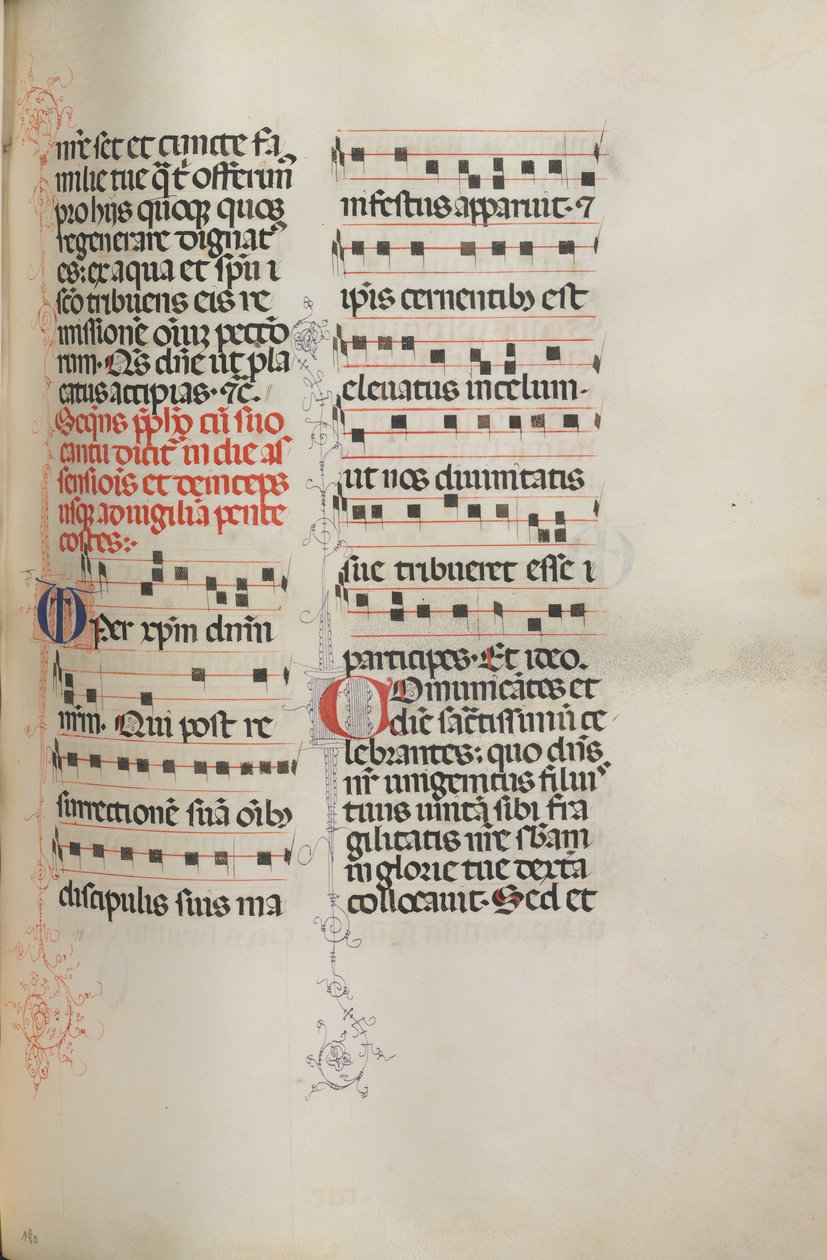 Missale: Fol. 180: Musik für verschiedene gewöhnliche Gebete, 1469 von Bartolomeo Caporali
