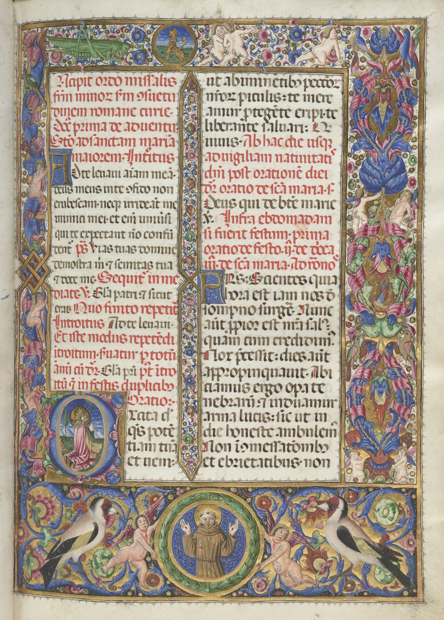 Missale: Fol. 9: Ordo Missalis, vollständige Ränder, 1469 von Bartolomeo Caporali