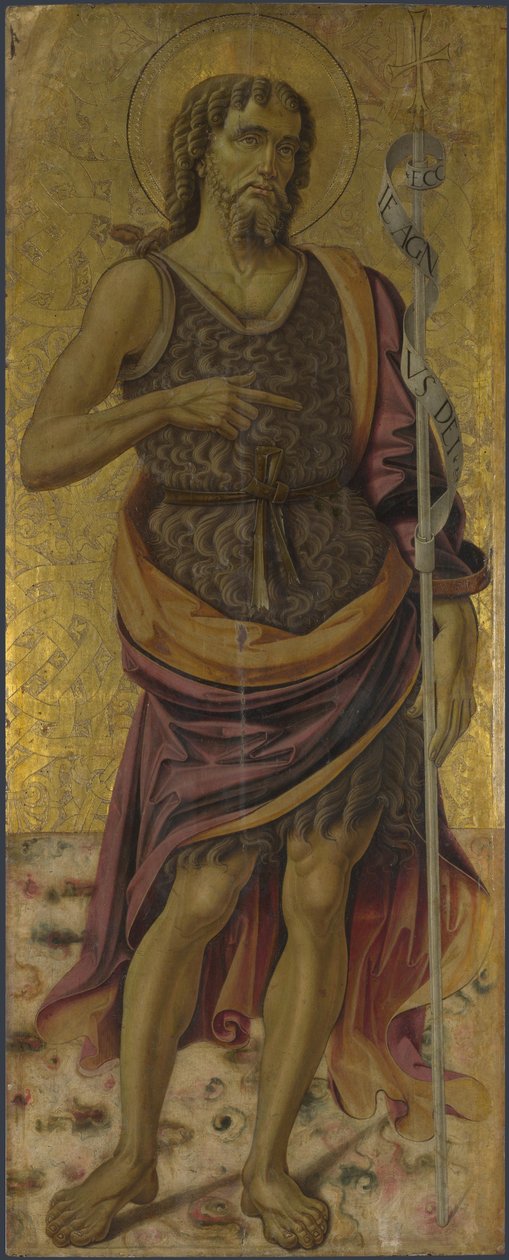 Johannes der Täufer vom Altarbild: Die Jungfrau und das Kind mit Heiligen, ca. 1475 von Bartolomeo Caporali