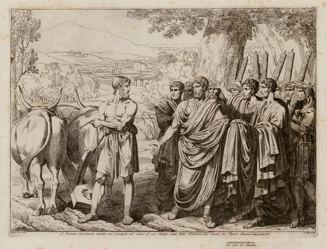Cincinnatus wird von seinen Feldern zurückgerufen, um Diktator von Rom zu werden, 458 v. Chr. von Bartolomeo Pinelli