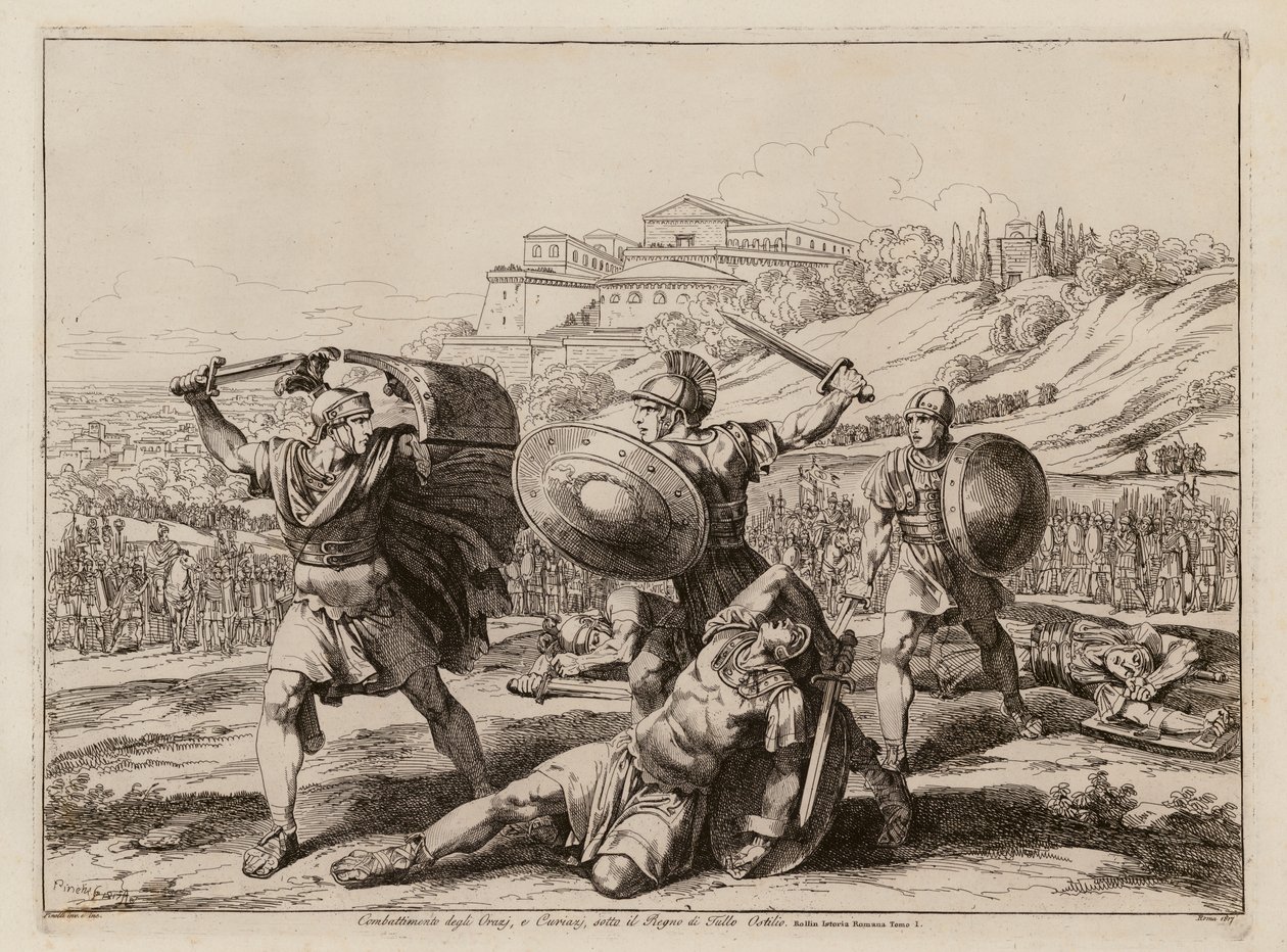 Kampf der Horatier und der Curiatier (Radierung) von Bartolomeo Pinelli