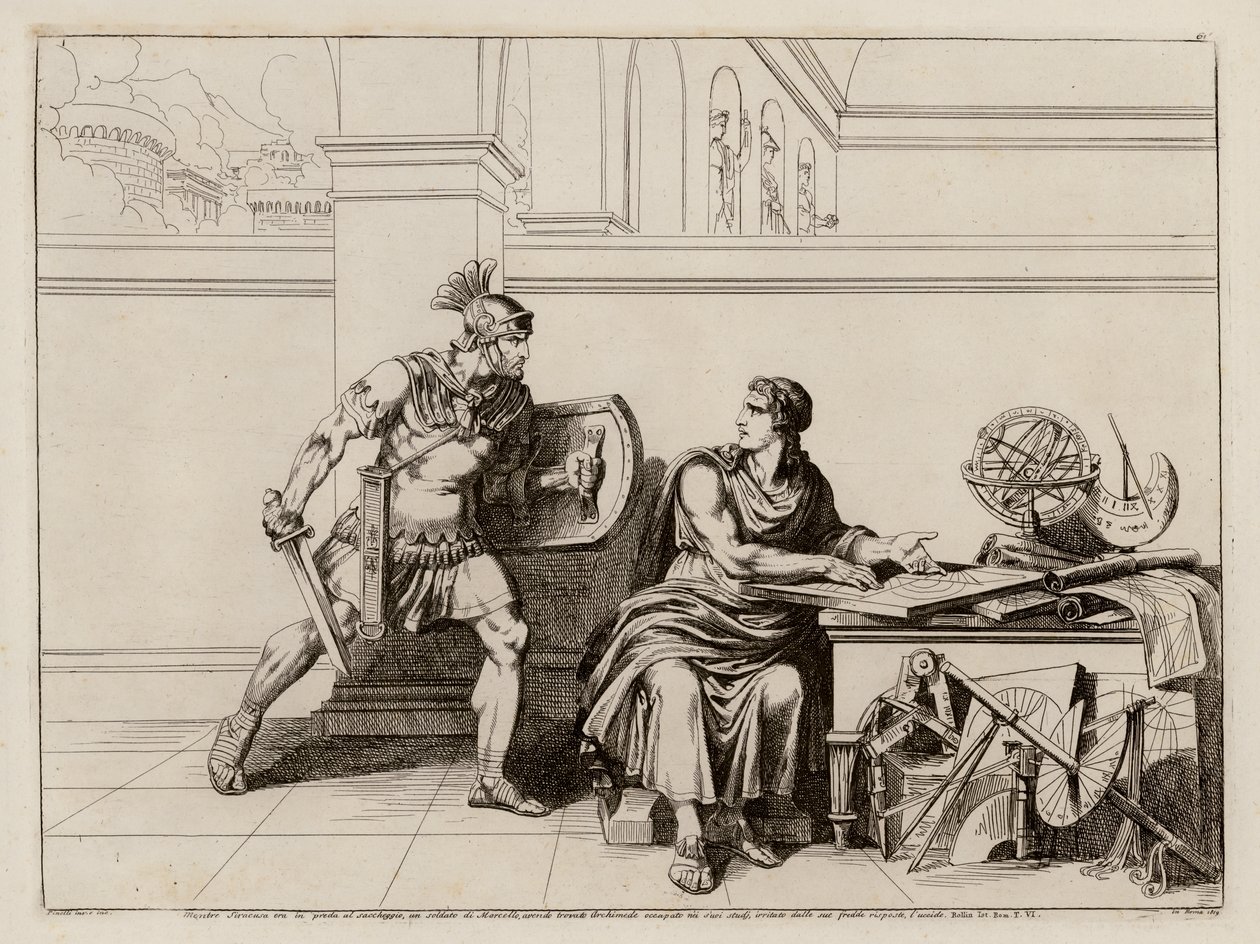 Tod des Archimedes während der Belagerung von Syrakus, 212 v. Chr. von Bartolomeo Pinelli
