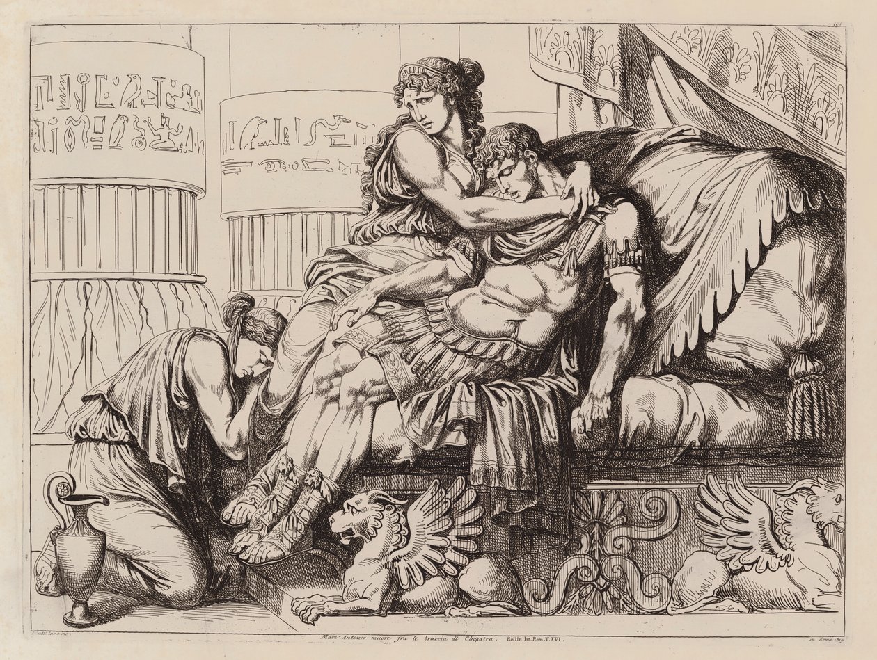 Tod von Mark Antony in den Armen von Cleopatra, 30 v. Chr. von Bartolomeo Pinelli