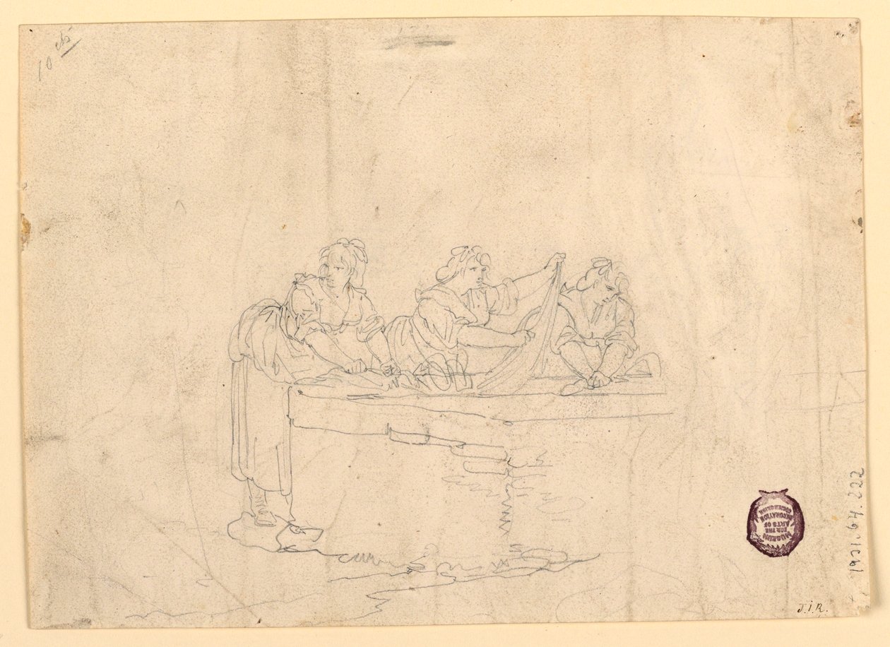 Zeichnung, Drei Frauen beim Waschen, 1800–25 von Bartolomeo Pinelli