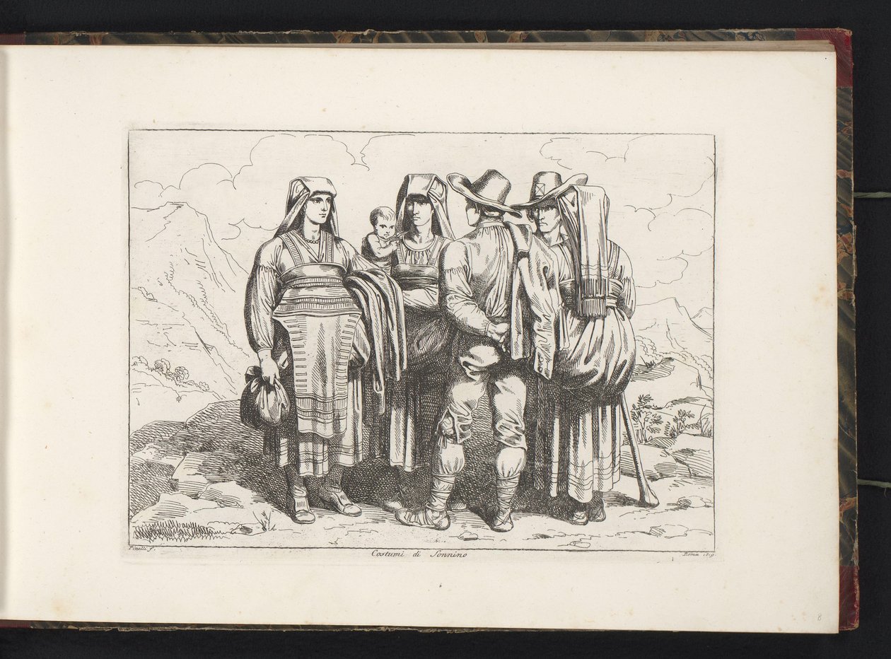 Drei Frauen und zwei Männer aus Sonnino von Bartolomeo Pinelli