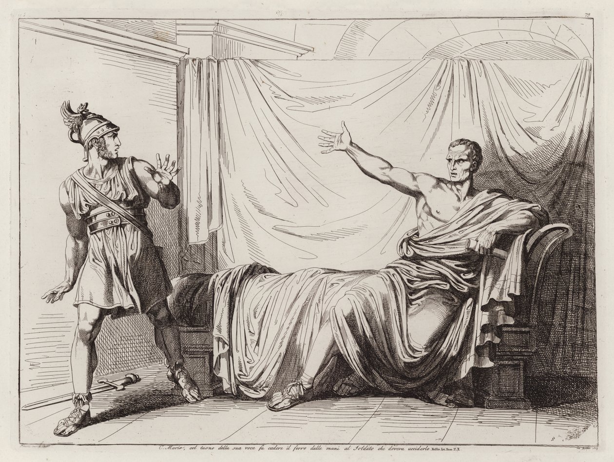 Gaius Marius erschreckt den Soldaten, der geschickt wurde, um ihn zu ermorden von Bartolomeo Pinelli