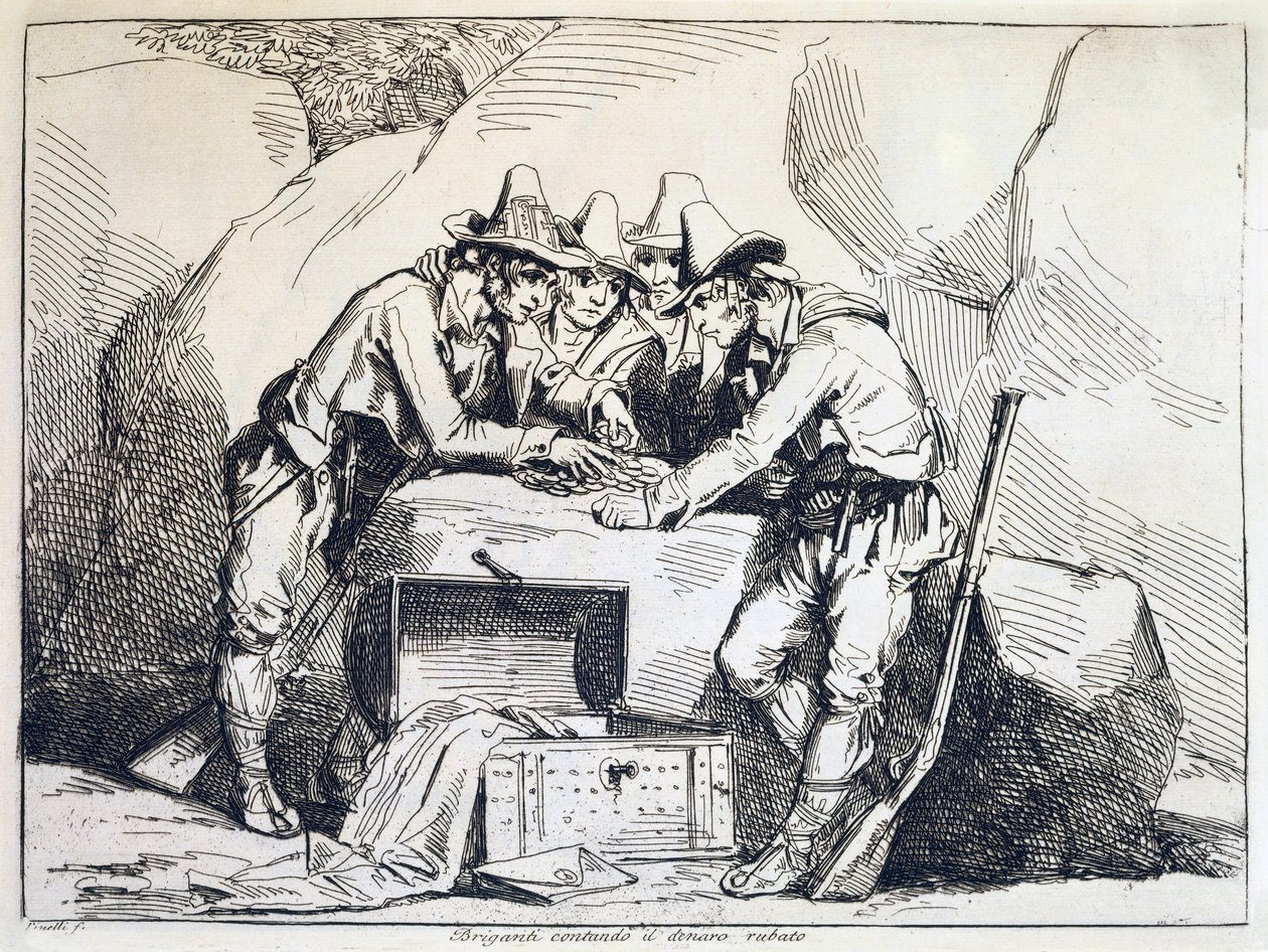 Gruppe von Banditen, von Bartolomeo Pinelli, Stich von Bartolomeo Pinelli