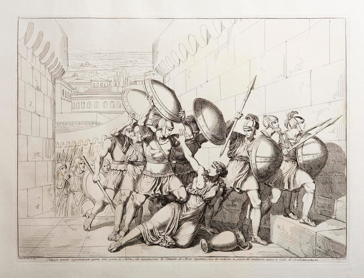 Tarpeia öffnet die Stadttore von Bartolomeo Pinelli