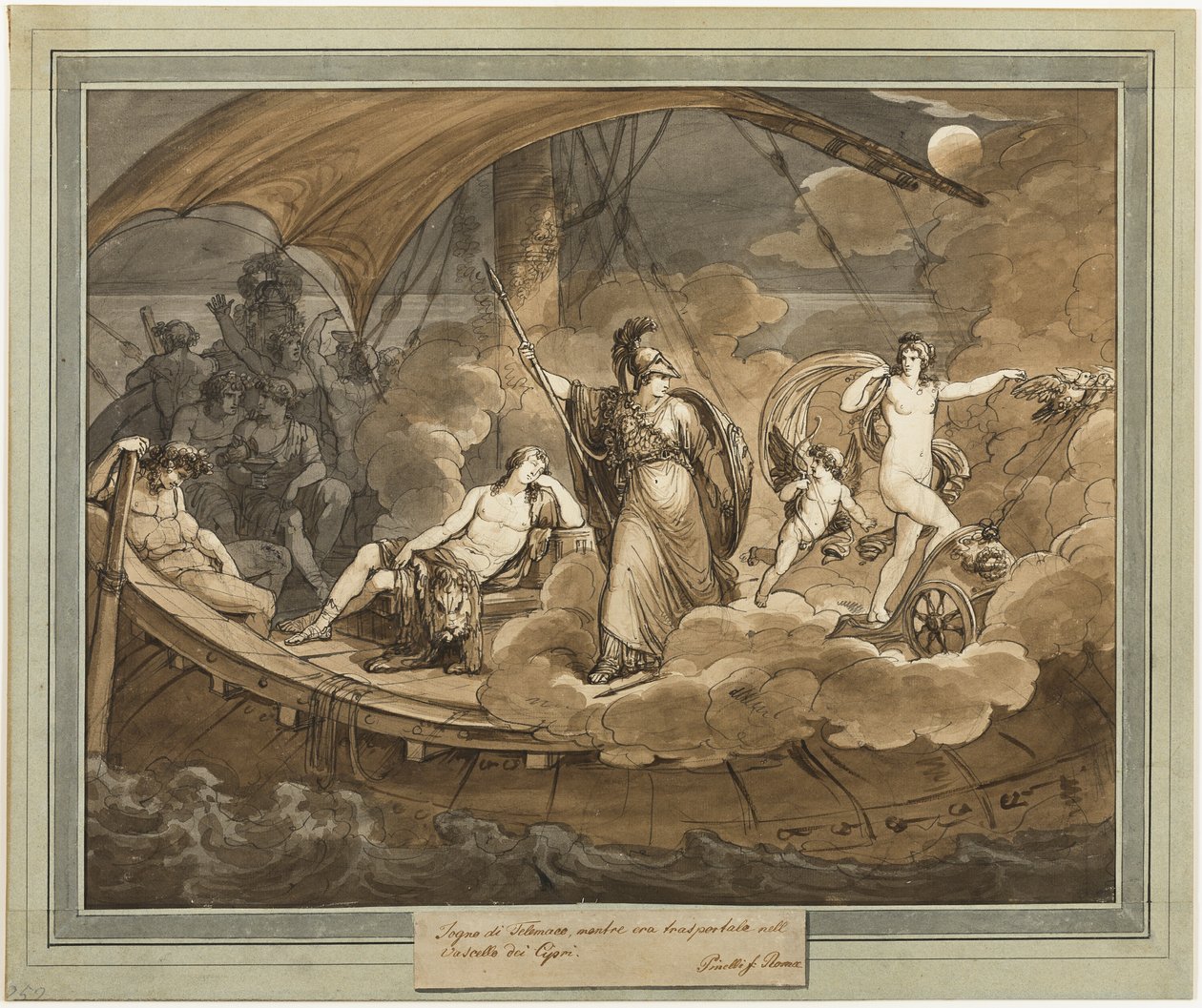 Der Traum des Telemachus, aus Die Abenteuer des Telemachus, Buch 4 von Bartolomeo Pinelli
