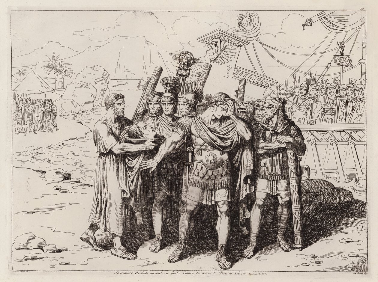 Theodotus zeigt Julius Caesar den Kopf von Pompeius, 48 v. Chr. von Bartolomeo Pinelli