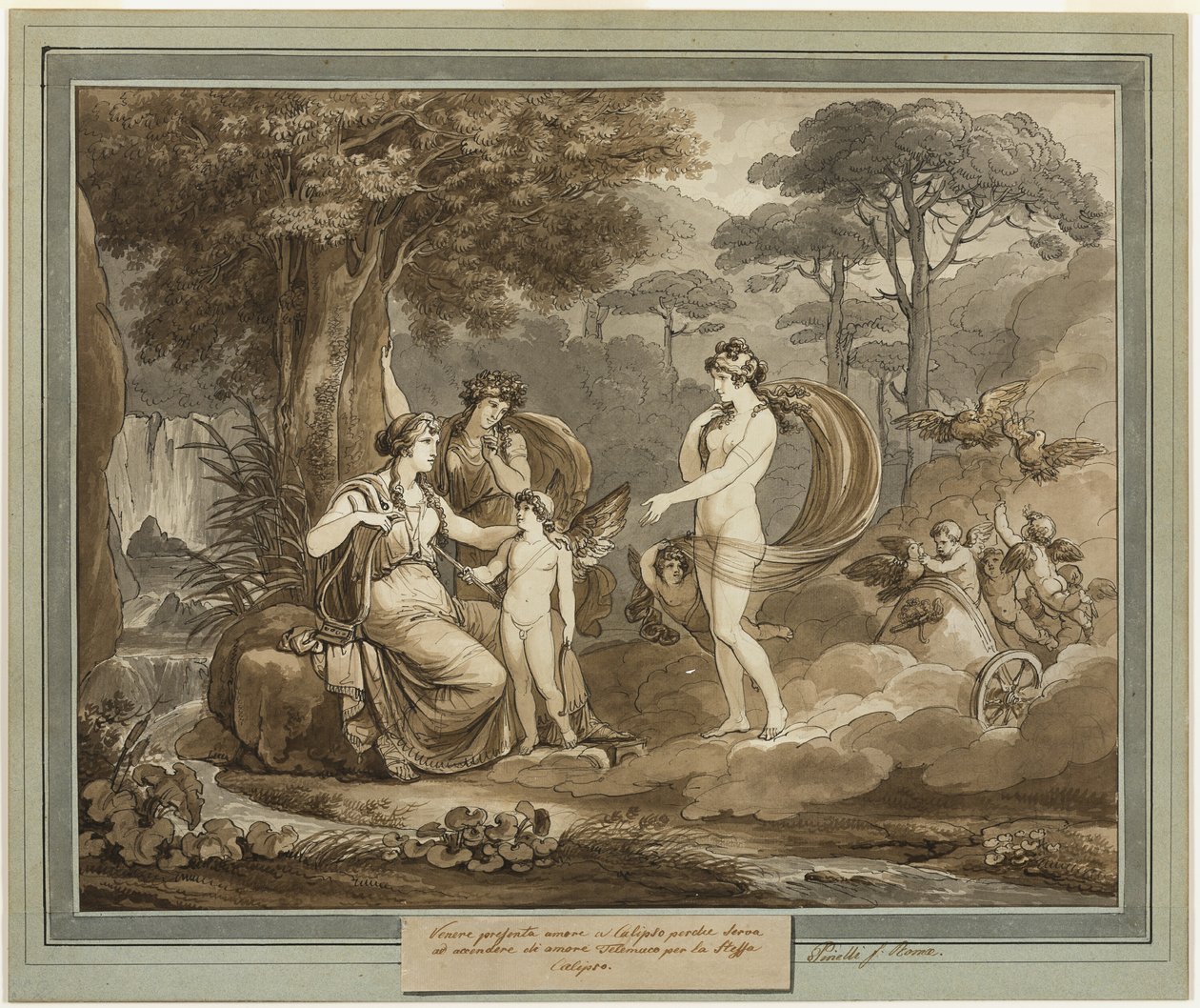 Venus präsentiert Amor Kalypso, aus Die Abenteuer des Telemach, Buch 7 von Bartolomeo Pinelli