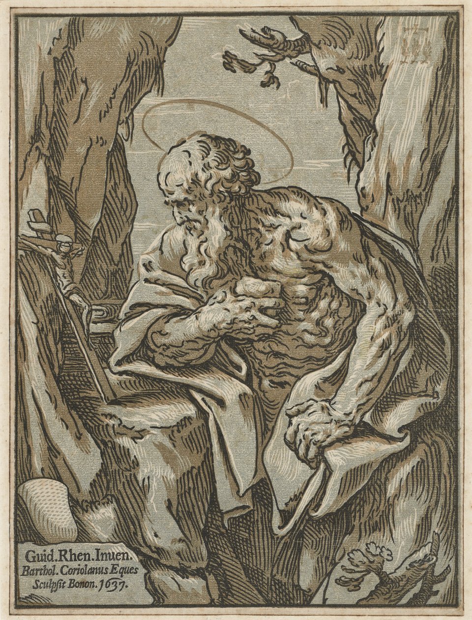 Heiliger Hieronymus, nach Guido Reni, 1637 von Bartolommeo Coriolano