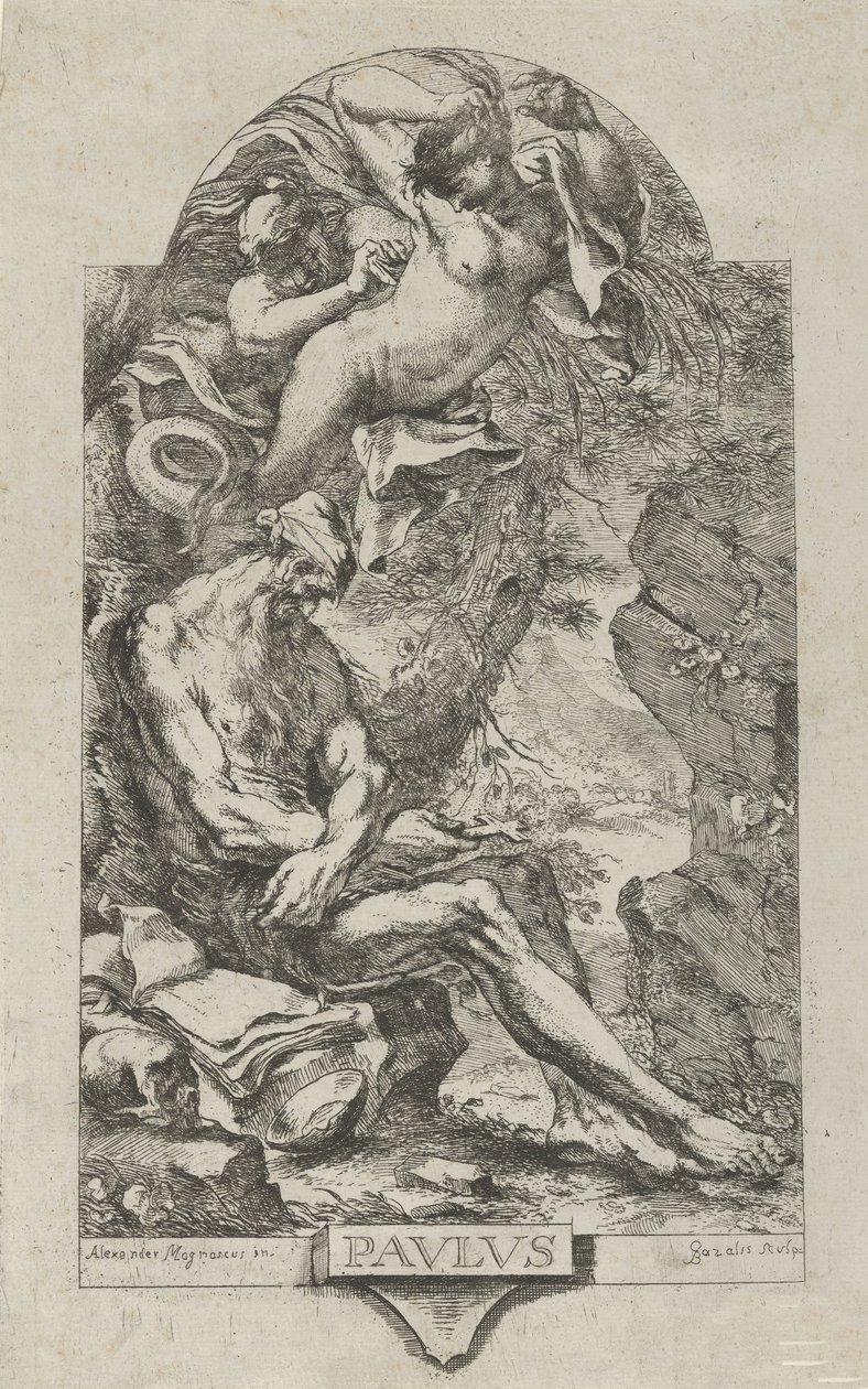Heiliger Paulus von Theben von einem Dämon versucht, nach Magnasco, ca. 1720-30 von Bartolommeo Gazalis
