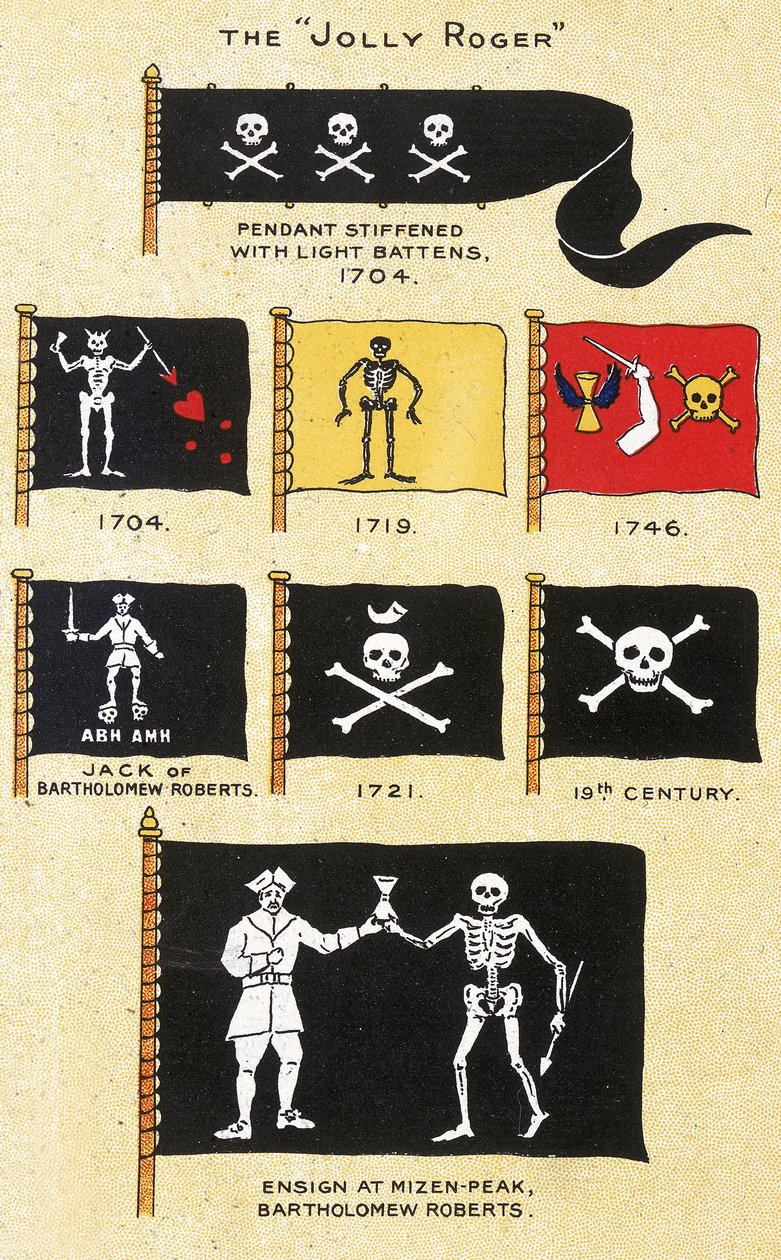 Eine Auswahl von Piratenflaggen aus dem 18. Jahrhundert von Basil Lubbock