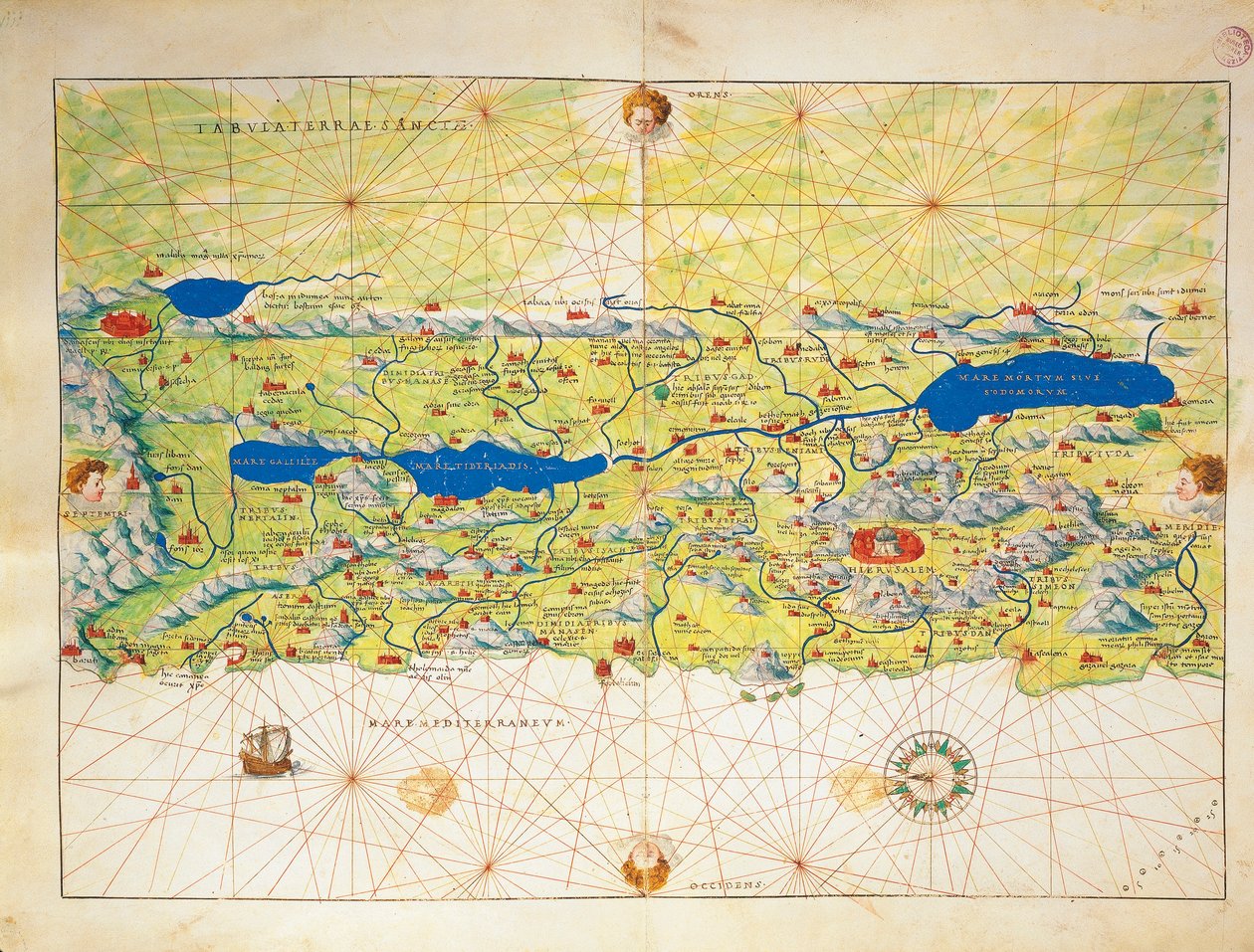 Heiliges Land, Israel und Palästina, aus dem Atlas der Welt in dreiunddreißig Karten, von Battista Agnese von Battista Agnese