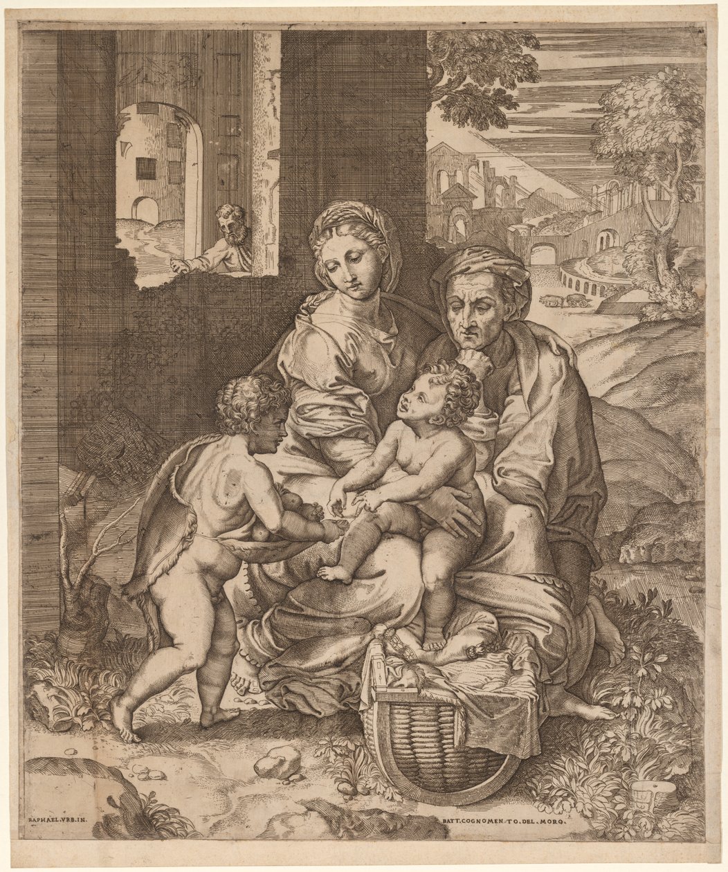 Die Heilige Familie (La Perla) (nach Raphael) von Battista Angolo del Moro