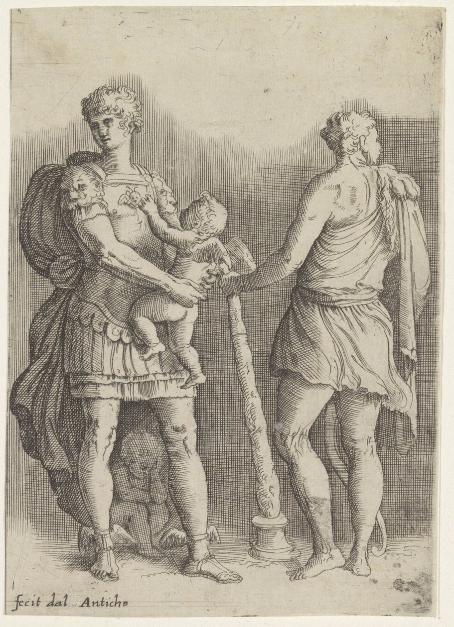 Perseus mit zwei Putti und Herkules, von hinten gesehen von Battista Franco