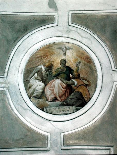 Darstellung einer der Tugenden (Detail) aus der Decke der Grimani-Kapelle (Fresko) von Battista Franco