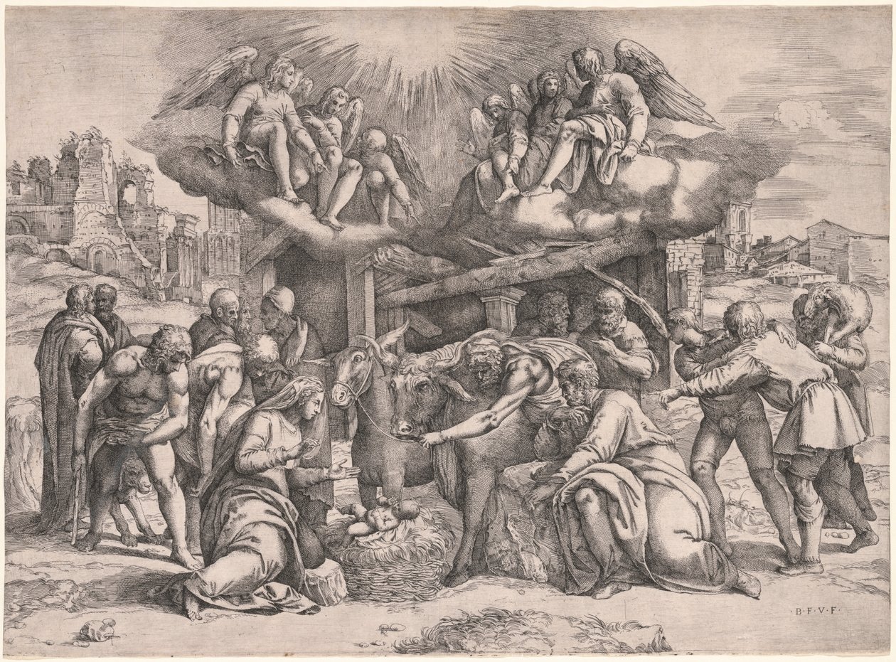 Die Anbetung der Hirten von Battista Franco