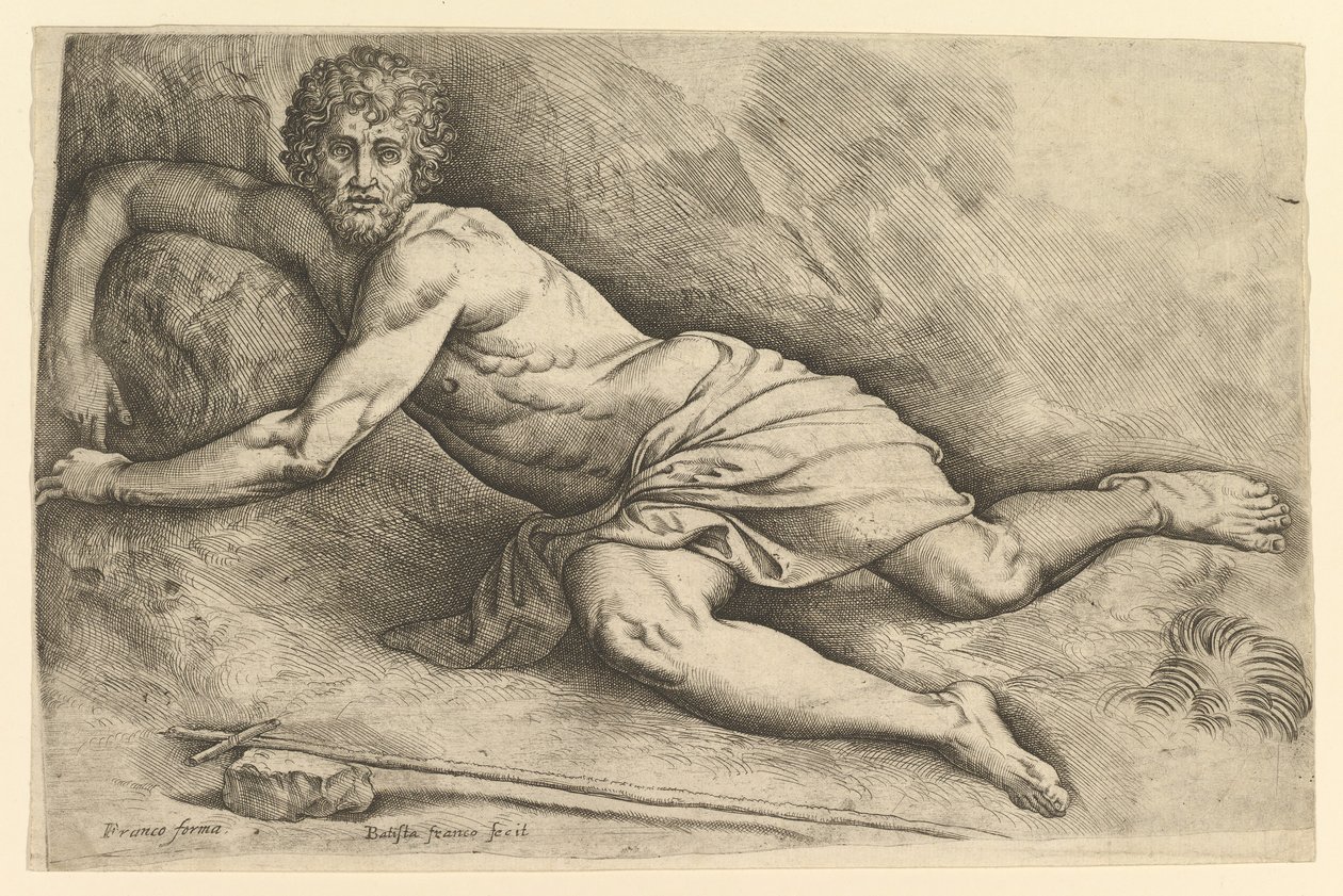 Johannes der Täufer in der Wildnis, ca. 1552-54 von Battista Franco Veneziano