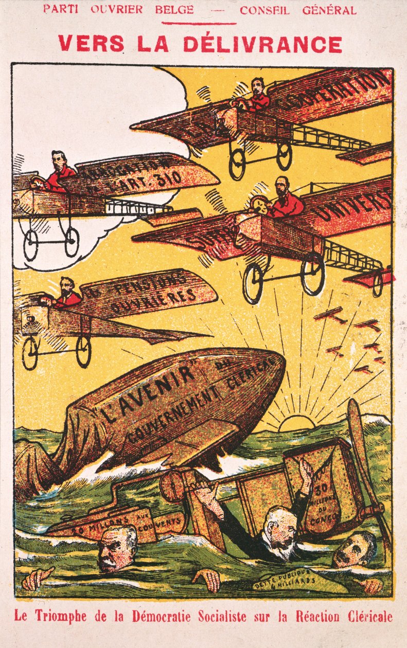 Plakat, das die Belgische Arbeiterpartei bewirbt, vor 1914 von Belgian School
