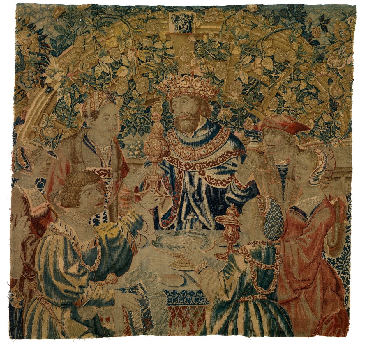 Wandteppich, Bankett mit König in einer Arkade, möglicherweise hergestellt in Brüssel, Belgien von Belgian School