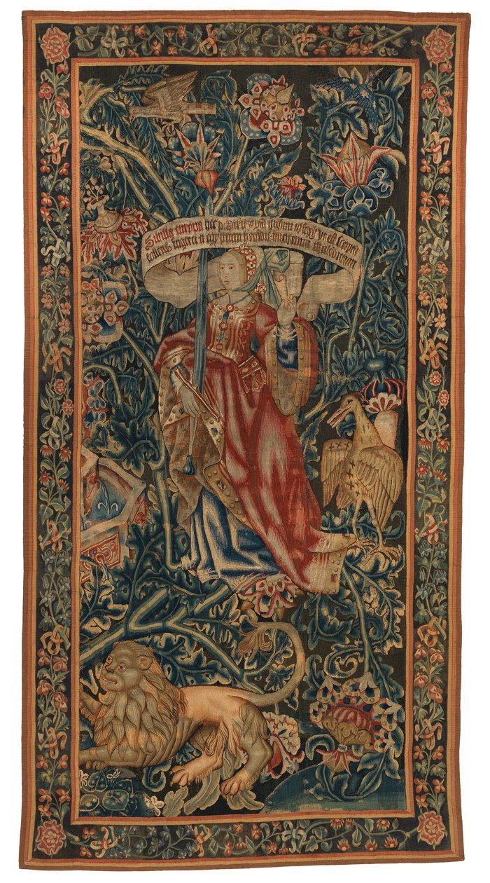 Wandteppich, Sibylla Europa (einer von sechs Sibyllen, bestehend aus 46.134 bis 45.139) genannt 