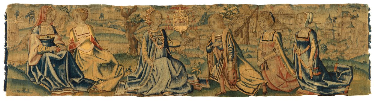Wandteppich, Die Prinzessin und ihr Freier, möglicherweise aus Brüssel (Wolle & Seide) von Belgian School