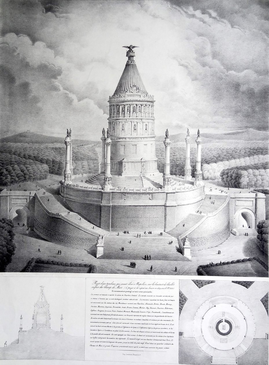 Entwurf eines Grabmals für Napoleon auf den Höhen von Chaillot gegenüber dem Champ de Mars von Benard et Cie Imprimerie Lemercier