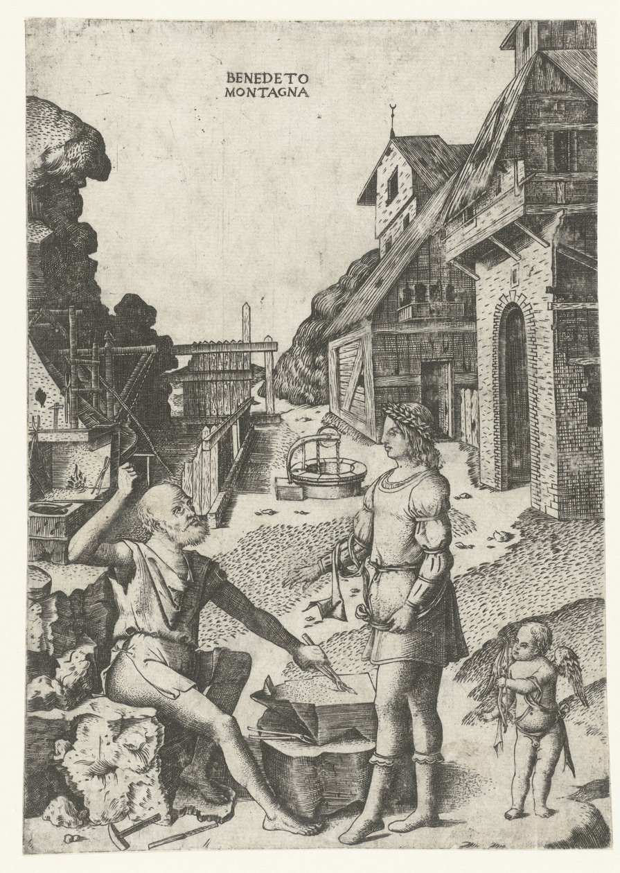 Apollo mit Cupido bei Vulkan von Benedetto Montagna