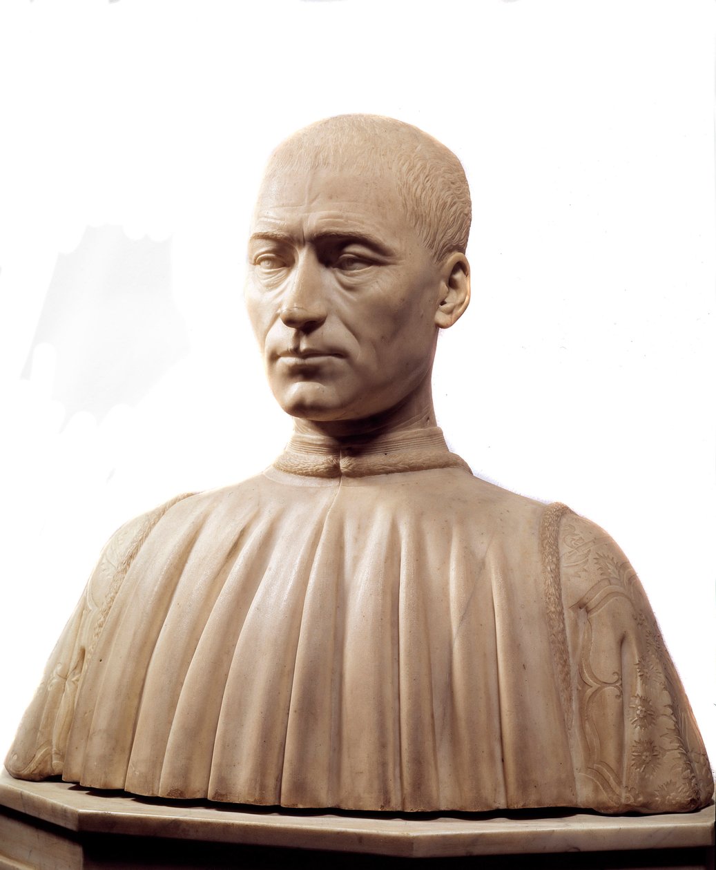 Büste von Philippe Strozzi (oder Filippo) (1489-1538), italienischer Condottiere und Politiker. Marmorskulptur von Benedetto da Maiano (1442-1497) 15. Jahrhundert Paris, Louvre Museum. von Benedetto da Maiano