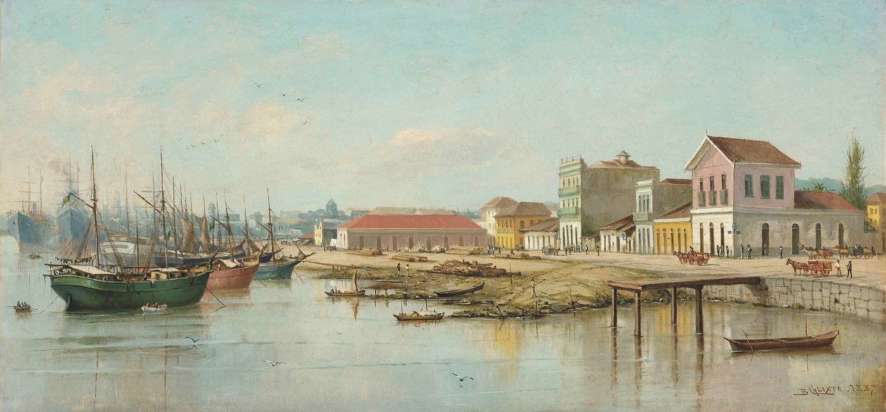 Hafen von Bispo, Santos, SP, vom Meer aus gesehen, 1887 von Benedito Calixto