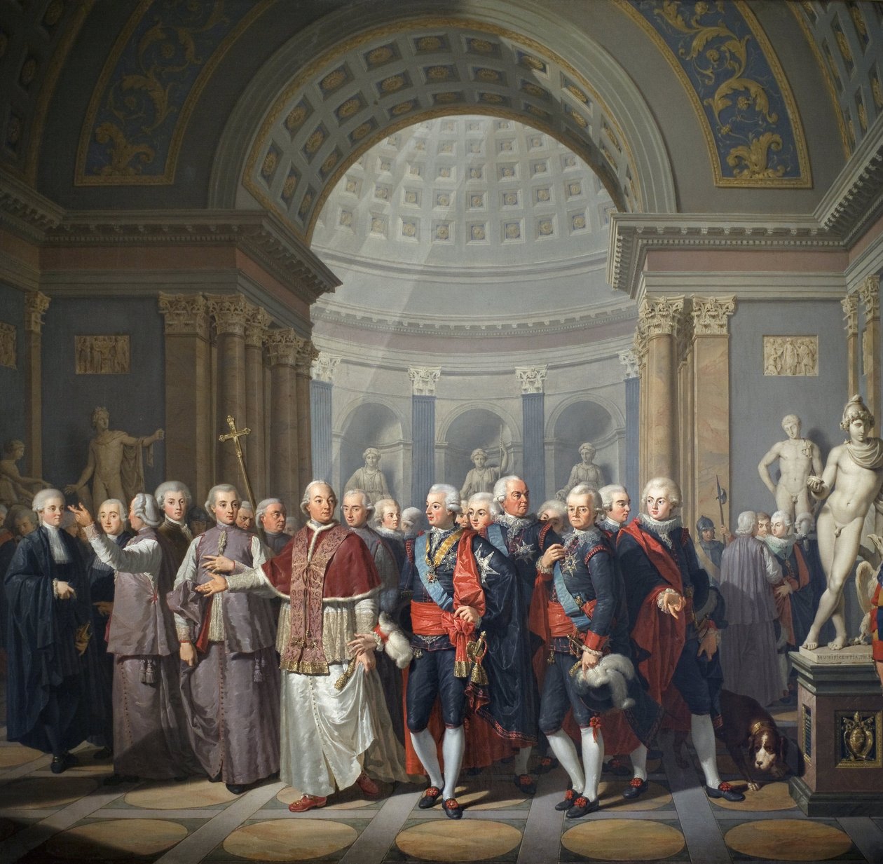Gustav III. von Schweden (1746-1792) mit Papst Pius VI. (Gianangel, Graf Braschi) von Benigne Gagneraux