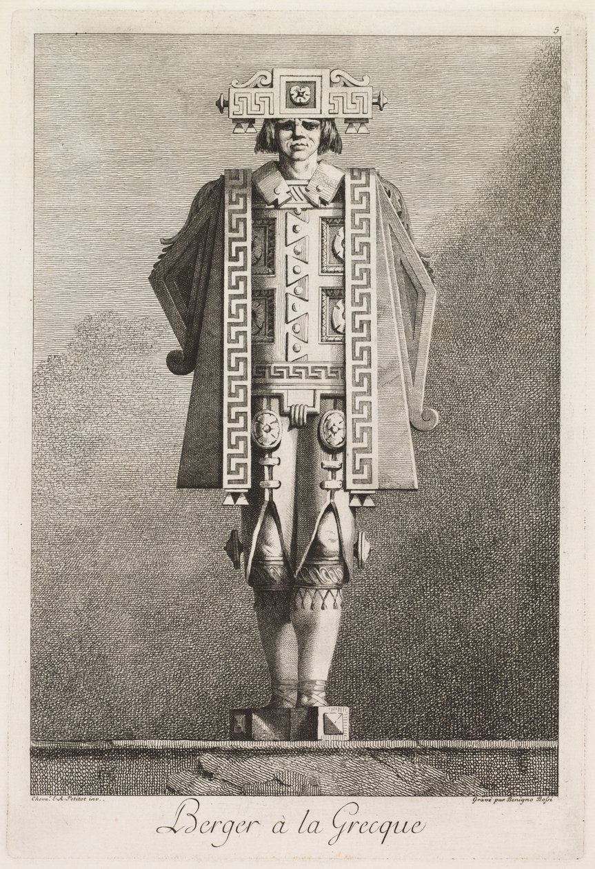 Maskerade à la Grecque: Schäfer à la Grecque, Platte 5, 1771 von Benigno Bossi