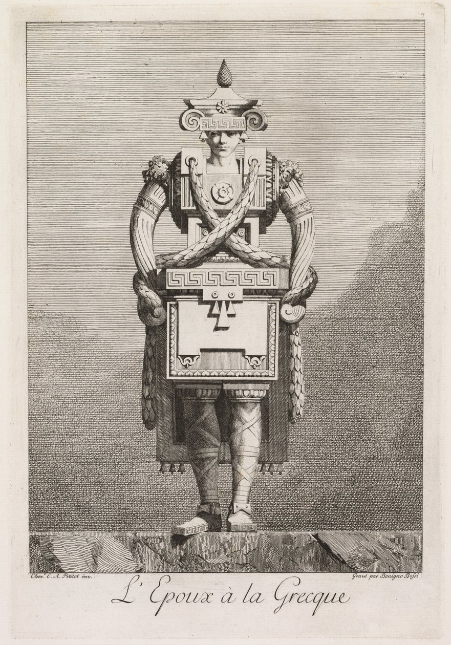 Maskerade à la Grecque: Der griechische Ehemann, Platte 7, 1771 von Benigno Bossi