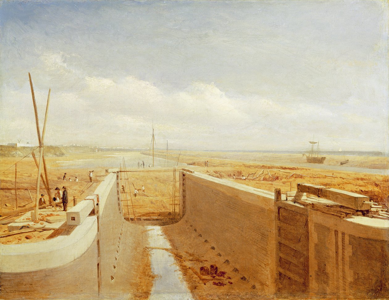 Kanal im Bau, möglicherweise der Bude-Kanal, ca. 1840 von Benjamin Williams Leader