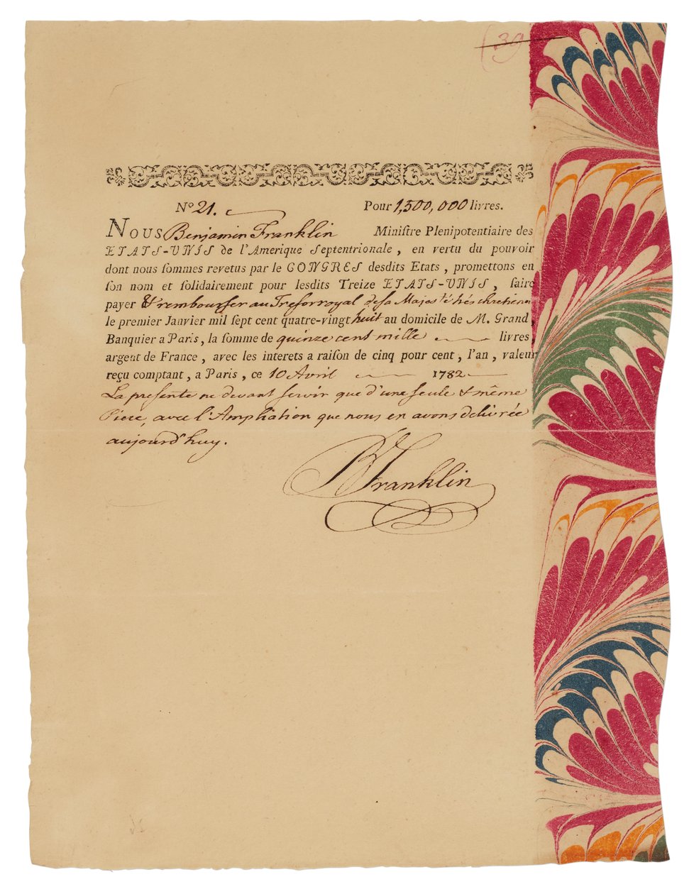 Benjamin Franklin Brief von Benjamin Franklin