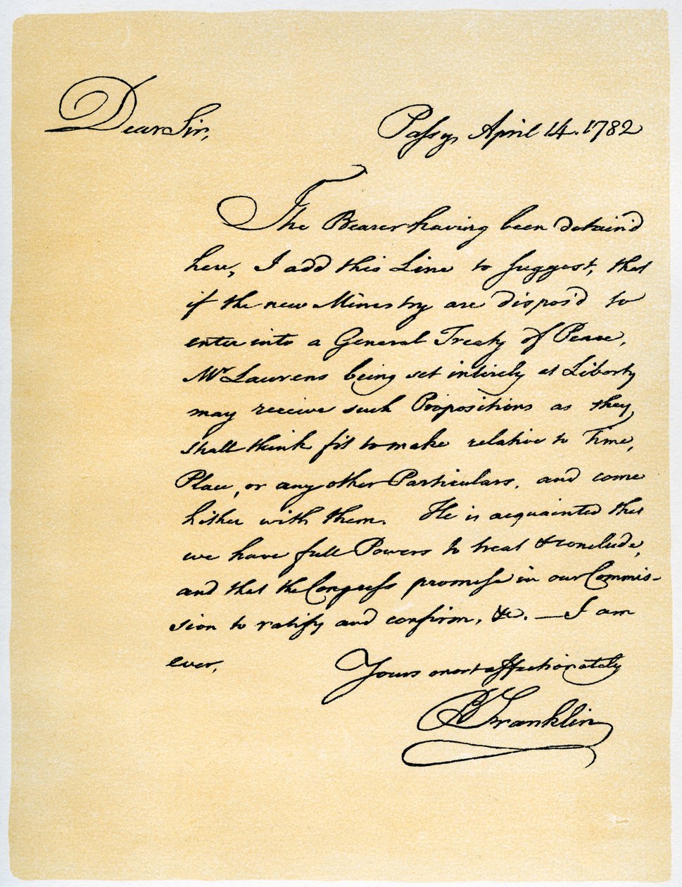 Brief von Benjamin Franklin an David Hartley MP, 14. April 1782 von Benjamin Franklin